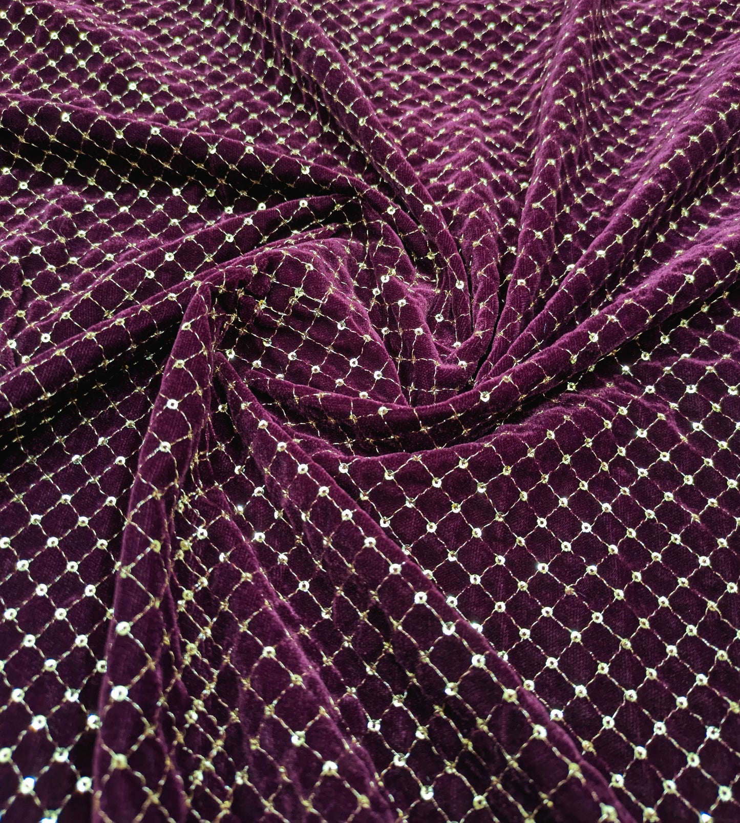 Embroidered velvet fabric, Wine stretch fabric, Haute couture, Embroidery design, Luxury fabric, Bridesmaid dress - VLTF909