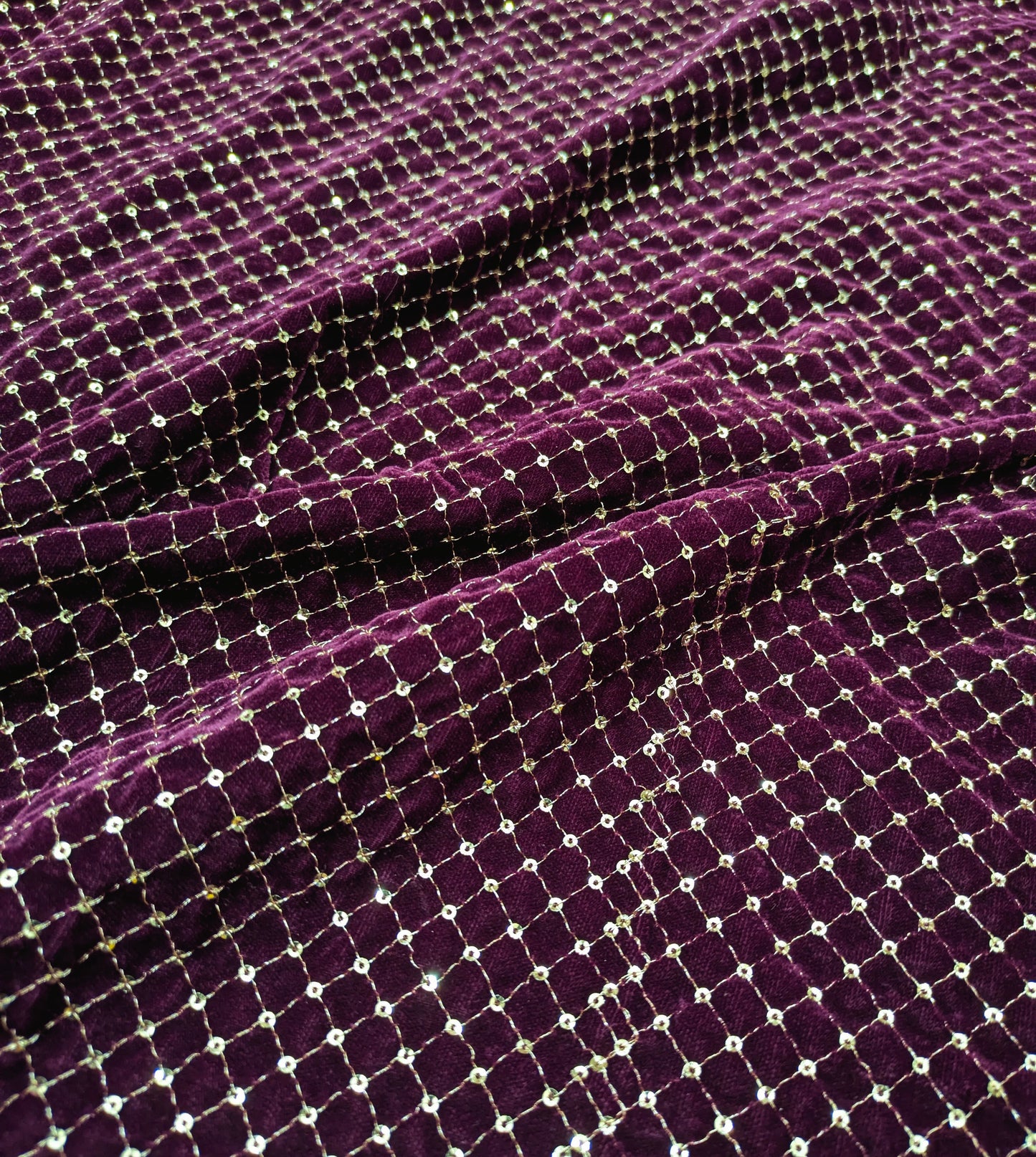 Embroidered velvet fabric, Wine stretch fabric, Haute couture, Embroidery design, Luxury fabric, Bridesmaid dress - VLTF909
