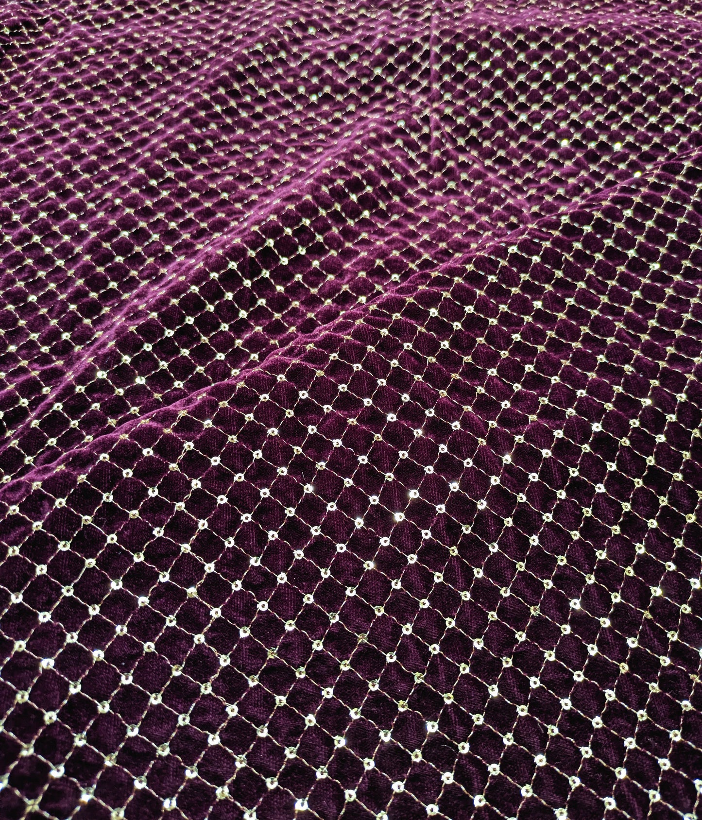 Embroidered velvet fabric, Wine stretch fabric, Haute couture, Embroidery design, Luxury fabric, Bridesmaid dress - VLTF909