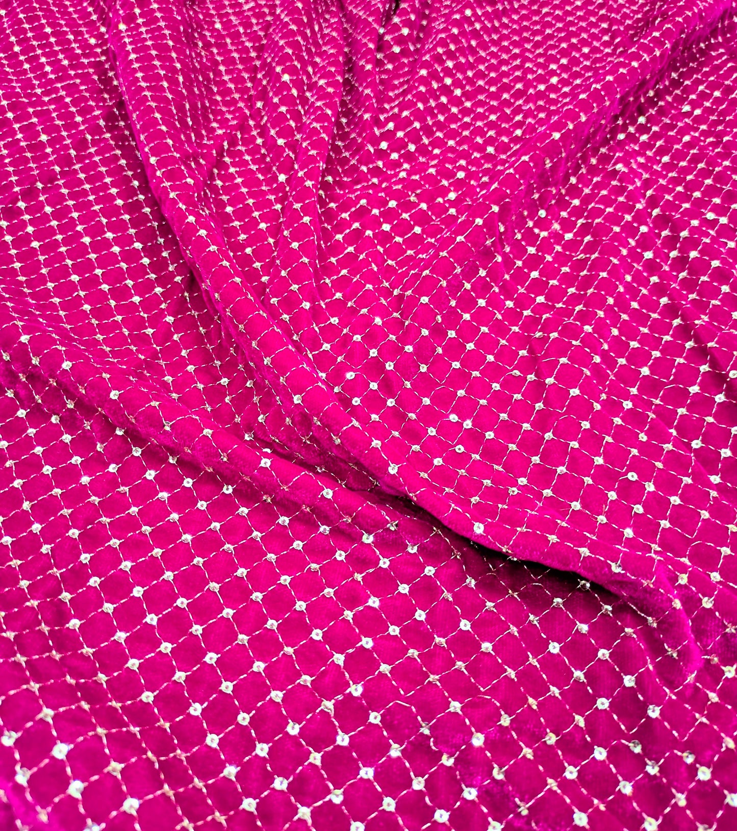 Magenta Pink embroidered velvet fabric, Embroidered Stretch fabric, Haute couture, Embroidery design, Luxury fabric, Bridesmaid dress - VLTF908 (Copy)