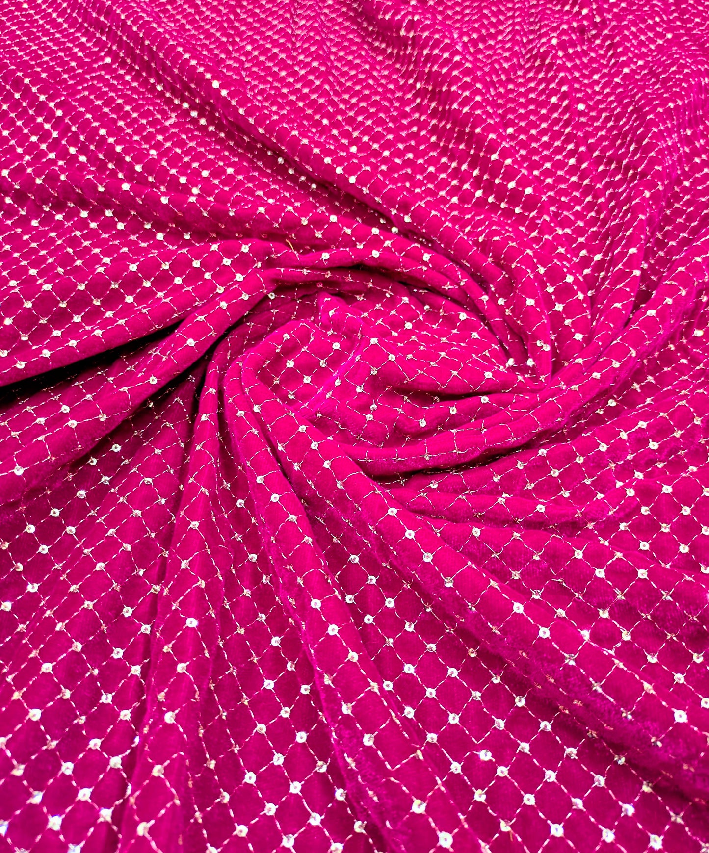 Magenta Pink embroidered velvet fabric, Embroidered Stretch fabric, Haute couture, Embroidery design, Luxury fabric, Bridesmaid dress - VLTF908 (Copy)