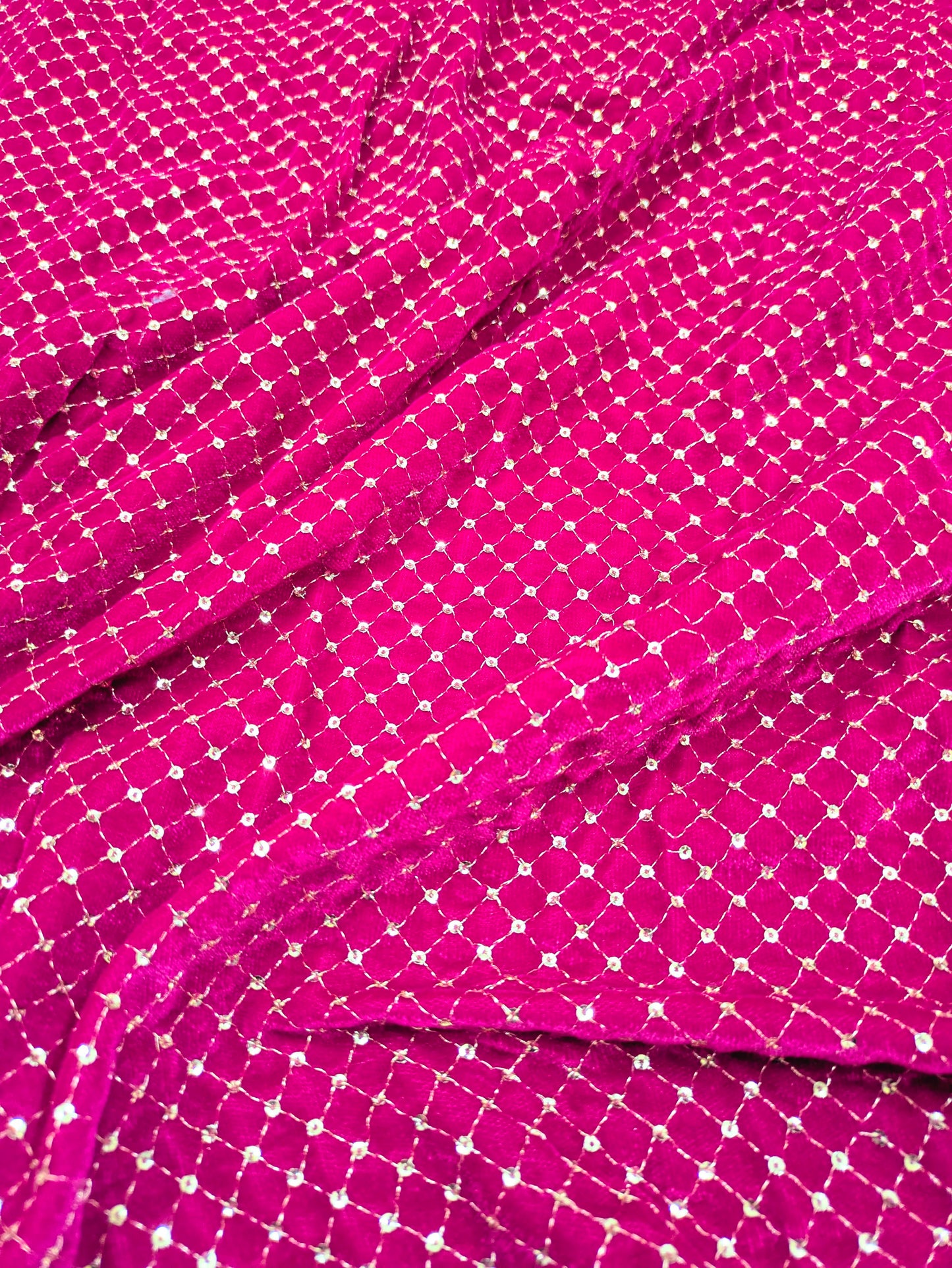 Magenta Pink embroidered velvet fabric, Embroidered Stretch fabric, Haute couture, Embroidery design, Luxury fabric, Bridesmaid dress - VLTF908 (Copy)