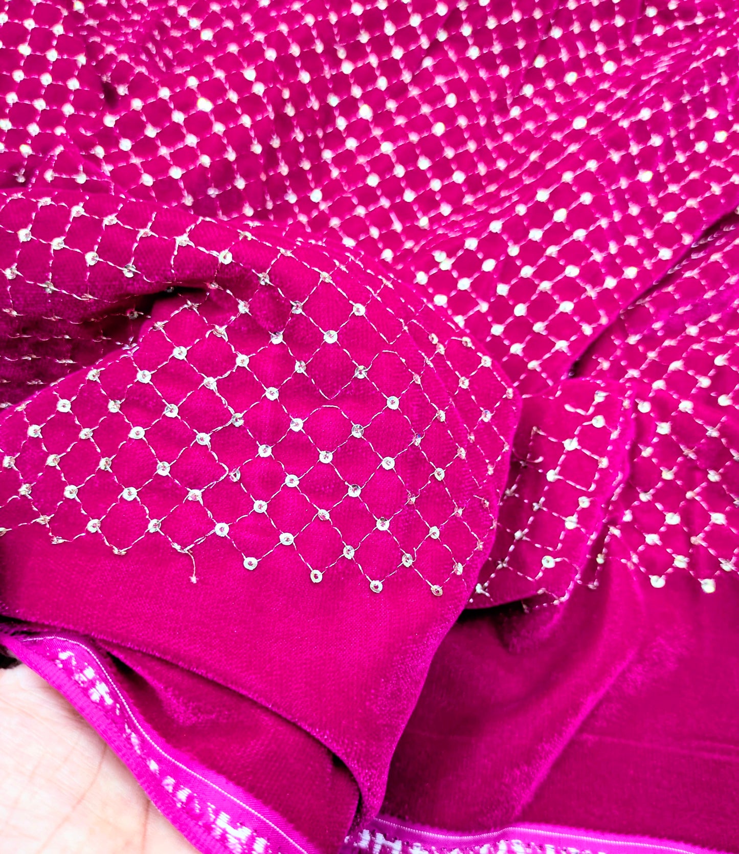 Magenta Pink embroidered velvet fabric, Embroidered Stretch fabric, Haute couture, Embroidery design, Luxury fabric, Bridesmaid dress - VLTF908 (Copy)
