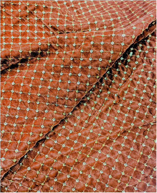 Rust & Gold embroidered velvet fabric, Stretch fabric, Haute couture, Embroidery design, Luxury fabric, Bridesmaid dress - VLTF24