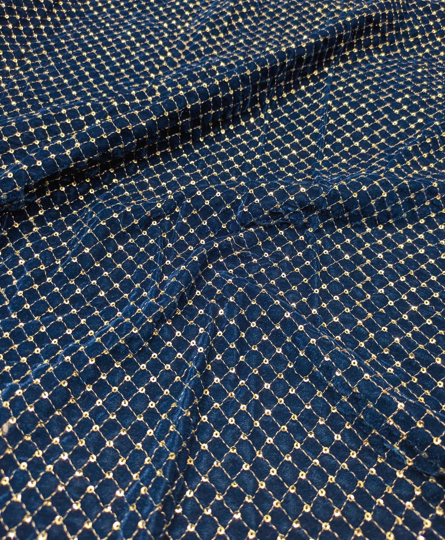 Embroidered velvet fabric Navy blue stretchable fabric Gold Embroidery Brocade Luxury fabric Bridal dress party wear fabric by the yard