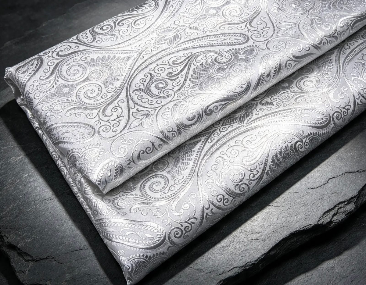 Brocade fabric White Silver brocade Jacquard Damask fabric Bridal Dress Fabric Theatre costume Indian Brocade Fabric by the yard - NFAF11