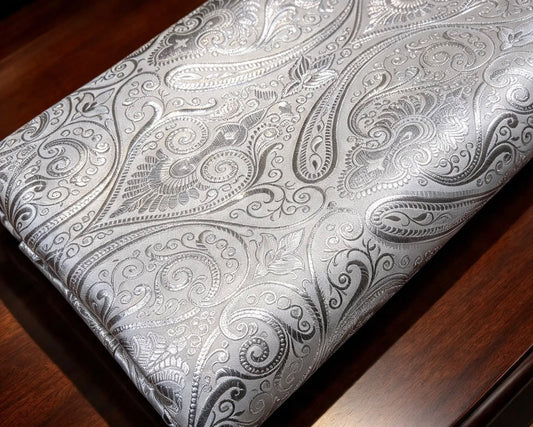 Brocade fabric White Silver brocade Jacquard Damask fabric Bridal Dress Fabric Theatre costume Indian Brocade Fabric by the yard - NFAF11