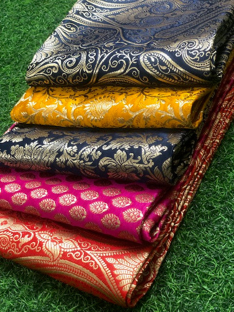 5 pcs Bundle Brocade Fabrics, assorted brocade fabric bundle, Banarasi fabric - NF01