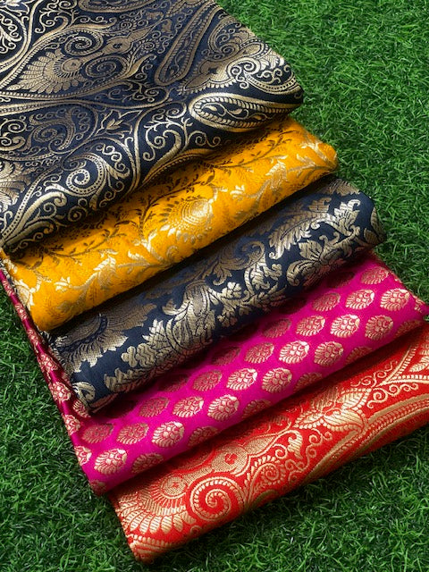 5 pcs Bundle Brocade Fabrics, assorted brocade fabric bundle, Banarasi fabric - NF01