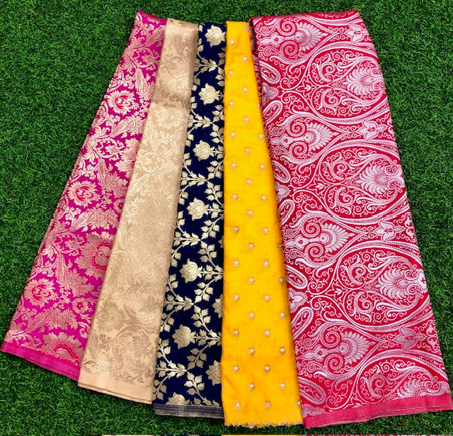 5 pcs Bundle Brocade Fabrics, assorted brocade fabric bundle, Banarasi fabric - NF02