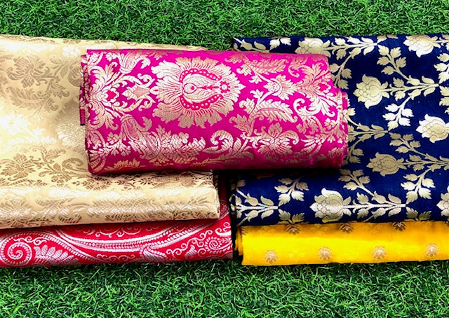 5 pcs Bundle Brocade Fabrics, assorted brocade fabric bundle, Banarasi fabric - NF02