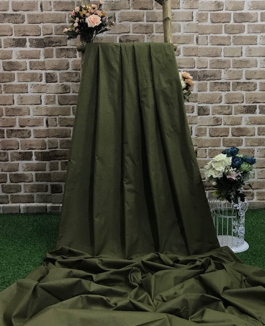 Pure Cotton fabric in olive green color, Multiple lengths will come in the continuous piece - COTF33