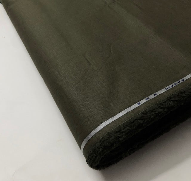 Pure Cotton fabric in olive green color, Multiple lengths will come in the continuous piece - COTF33