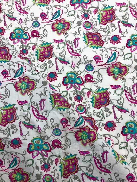 Indian Cotton printed fabric in Grayish Blue Color, Multiple lengths will come in the continuous piece - COTF36