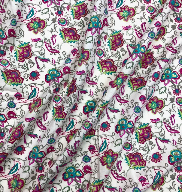 Indian Cotton printed fabric in Grayish Blue Color, Multiple lengths will come in the continuous piece - COTF36