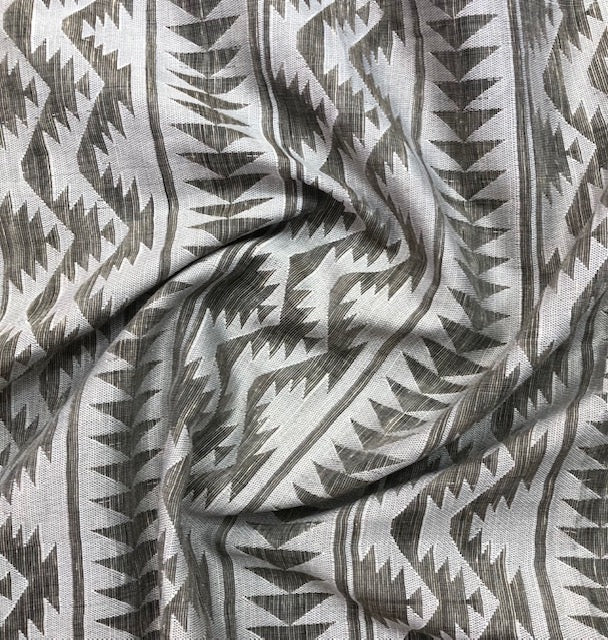 Pure Cotton Gray Ikat weave fabric in Gray Color, Multiple lengths will come in the continuous piece - COTF817