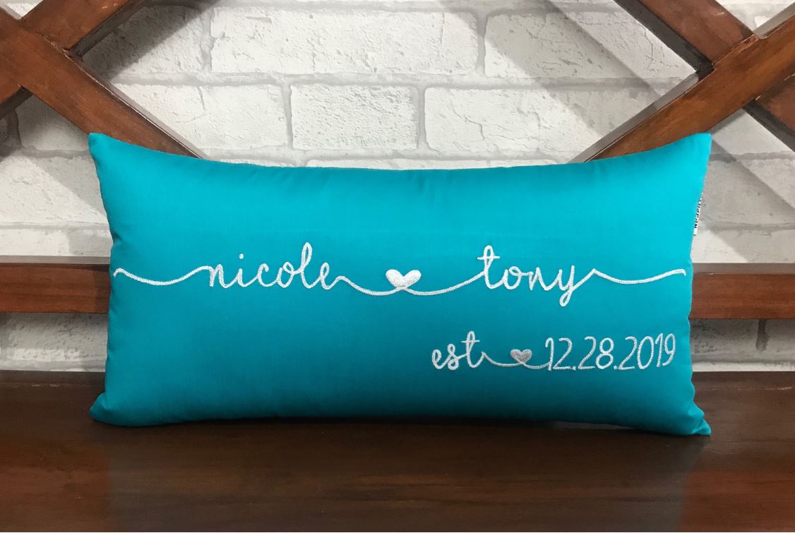 Couple Name and Date Pillow, Wedding Gift, Anniversary Gift, Birthday Gift, Newlywed Engagement Gift, Bridal Shower Gift, Gift For Her.