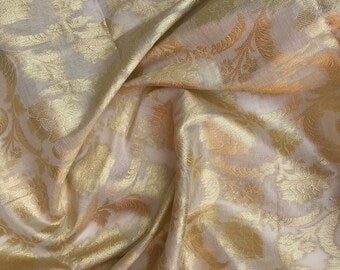 Beige and Gold Chanderi Cotton Silk Brocade Dupatta for Women, Stole, Scarf, shawl, abaya, Chuniri, Indian Chunni, Banarasi Dupatta, DP006