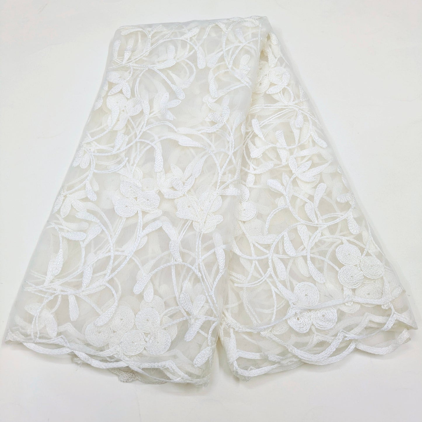 White Embroidered Stole/ dupatta, Tulle, Net Fabric, Embroidered Bridal Wedding Fabric, Saree Drape, Veil, Abaya, Mesh Fabric DP003