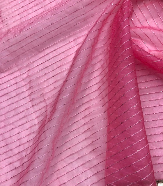 Pink Indian Viscose Organza Dupatta for Women, Stole, Scarf, shawl, abaya, Chunri, Sequins Embroidered Indian Chunni, DP1010