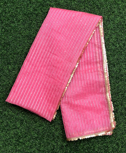 Pink Indian Viscose Organza Dupatta for Women, Stole, Scarf, shawl, abaya, Chunri, Sequins Embroidered Indian Chunni, DP1010