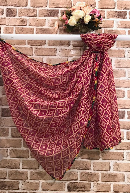 Red Jaipuri print Dupatta ,Indian Cotton Scarf, Drape, Shawl, Veil, Bridesmaids gift, Gift for her, Best gift ideas DP1015