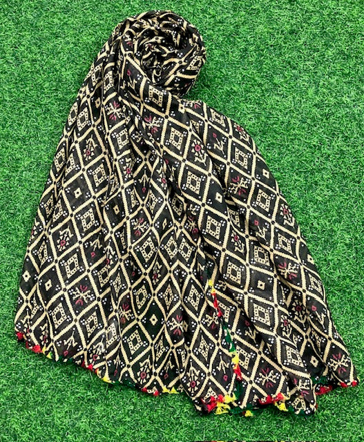 Black print Dupatta ,Indian Cotton Scarf, Drape, Shawl, Veil, Bridesmaids gift, Gift for her, Best gift ideas DP1016