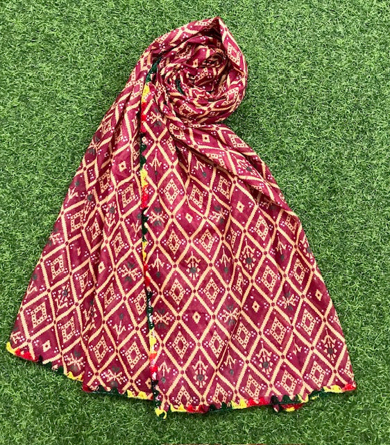 Red Jaipuri print Dupatta ,Indian Cotton Scarf, Drape, Shawl, Veil, Bridesmaids gift, Gift for her, Best gift ideas DP1015