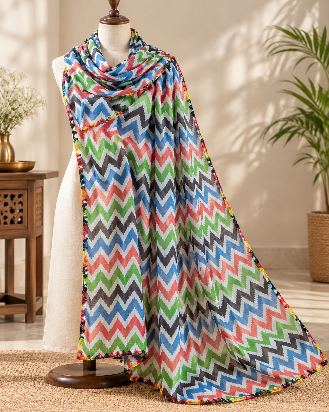 multicolor Jaipuri print Dupatta ,Indian Cotton Scarf, Drape, Shawl, Veil, Bridesmaids gift, Gift for her, Best gift ideas DP1018