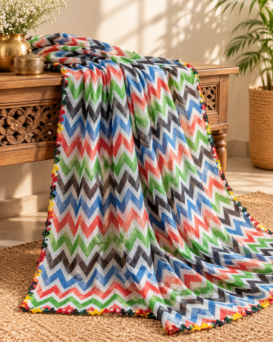 multicolor Jaipuri print Dupatta ,Indian Cotton Scarf, Drape, Shawl, Veil, Bridesmaids gift, Gift for her, Best gift ideas DP1018