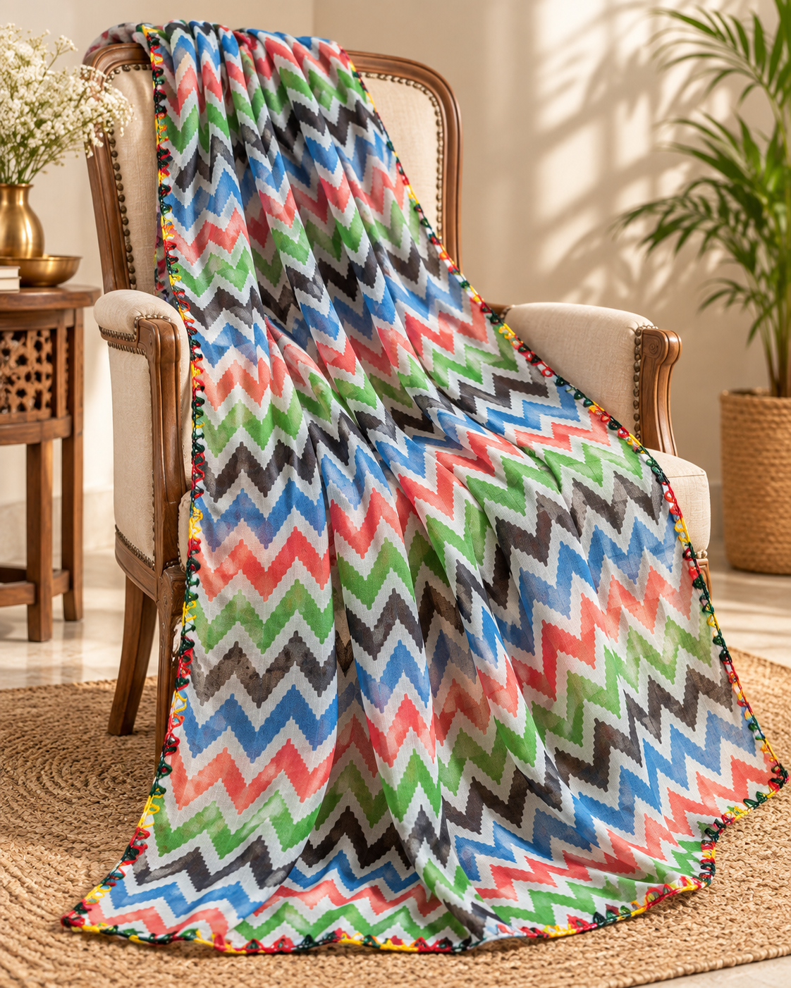 multicolor Jaipuri print Dupatta ,Indian Cotton Scarf, Drape, Shawl, Veil, Bridesmaids gift, Gift for her, Best gift ideas DP1018