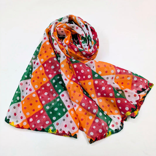 Orange Jaipuri Print Dupatta ,Indian Cotton Scarf, Drape, Shawl, Veil, Bridesmaids gift, Gift for her, Best gift ideas DP1021