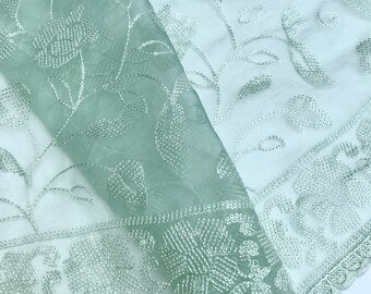 Sage Green Indian Organza Dupatta for Women with Sequins Embroidery, Stole, Scarf, shawl, abaya, Chuniri, Embroidered Indian Chunni, DP1025