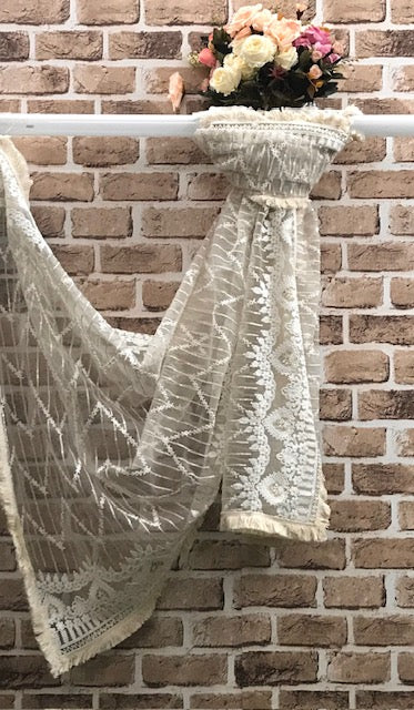 Off White Net Dupatta with thread and sequins embroidery, Indian stole for women, Tulle fabric, Scarf, Shawl, Chikankari Bridal Veil DP2002