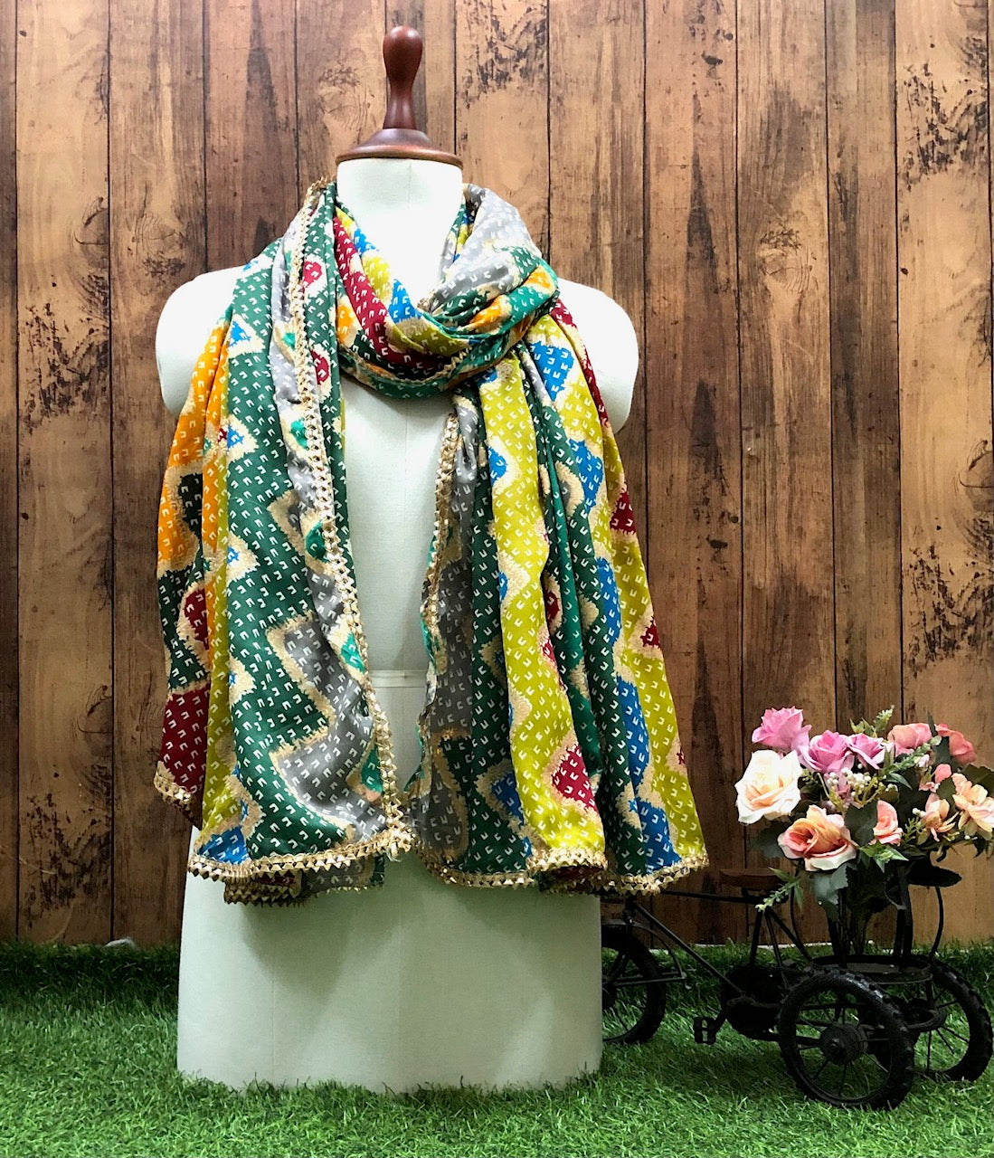 Multicolor Jaipuri Print Dupatta ,Indian Scarf, Drape, Shawl, Veil, Bridesmaids gift, Gift for her, Best gift ideas- DP26