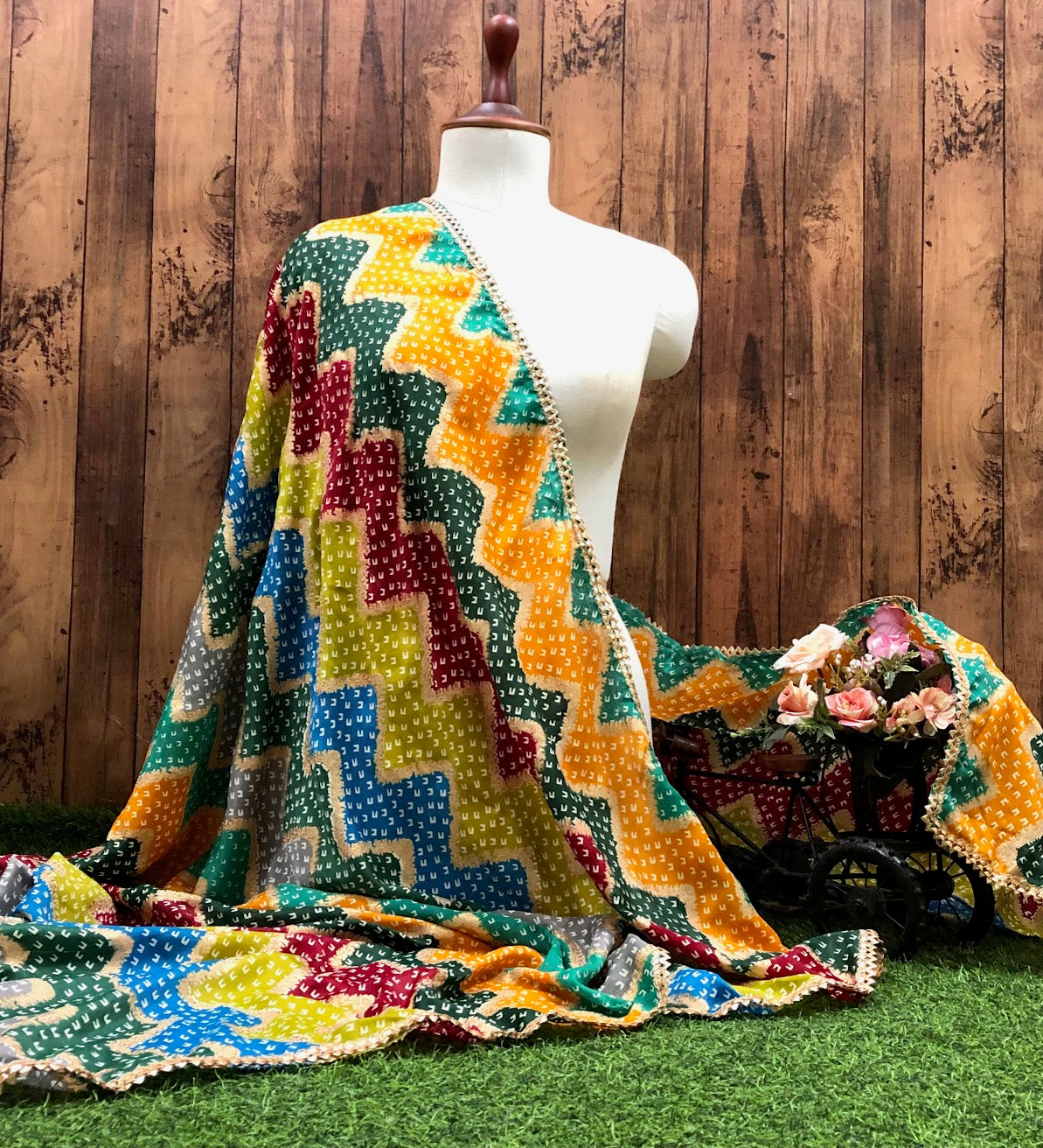 Multicolor Jaipuri Print Dupatta ,Indian Scarf, Drape, Shawl, Veil, Bridesmaids gift, Gift for her, Best gift ideas- DP26