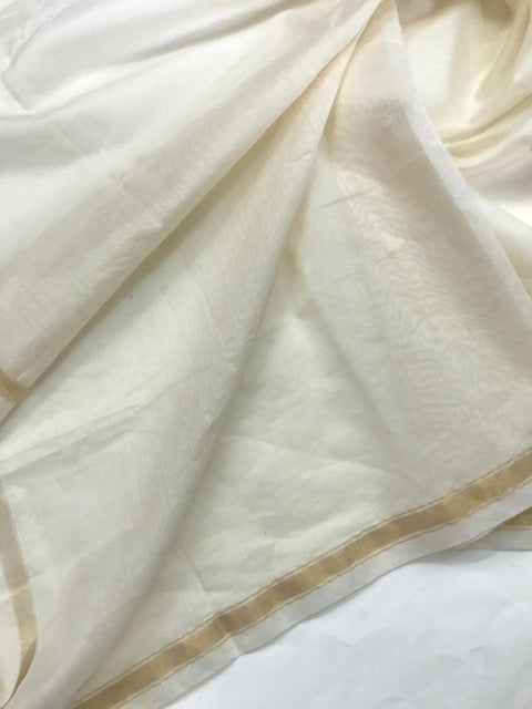 Off White with gold Border Chanderi Cotton Silk Dupatta for Women, Stole, Scarf, shawl, abaya, Chuniri, Indian Chunni, Banarasi Dupatta, DP29