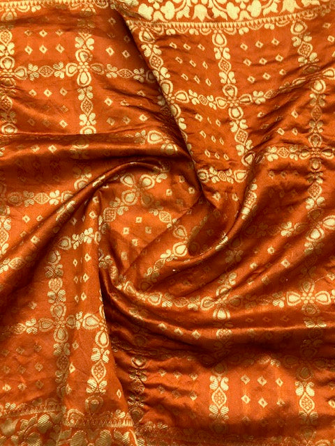 Orange and Gold Indian Handloom Dupatta for Women, Shawl, Viscose silk Dupatta, Salwar Suit, Veil, Chunari, Stole, Scarf DP36