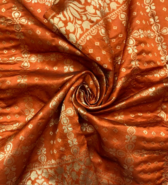 Orange and Gold Indian Handloom Dupatta for Women, Shawl, Viscose silk Dupatta, Salwar Suit, Veil, Chunari, Stole, Scarf DP36