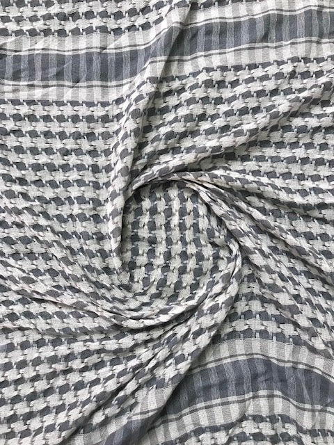 Pure Cotton Square Scarf Fabric in Grey and off white color.