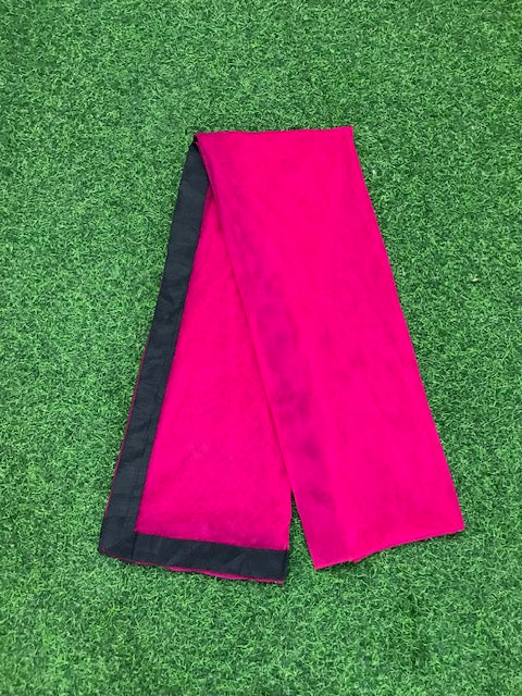 Hot Pink with black Border Net solid plain Dupatta, Indian Stole, Scarf for women, Tulle Fabric, Bridal Wedding Fabric, Veil, DP43