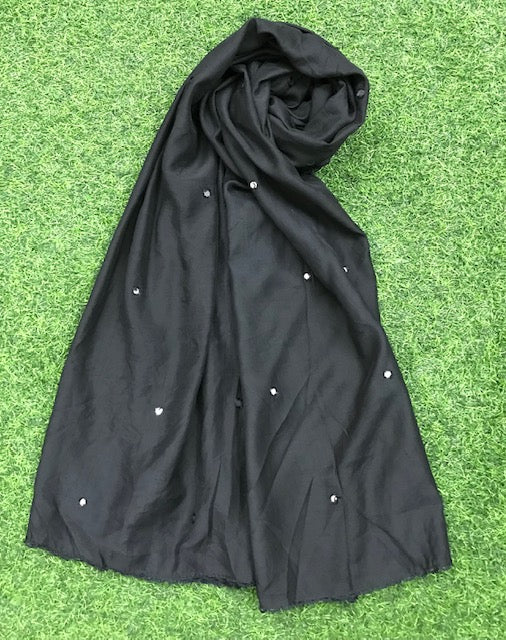 Black Scarf, Stole, Dupatta, Shawl, Abaya, Chunari, Viscose Silk cotton Embroidered Indian fabric Chunni DP911