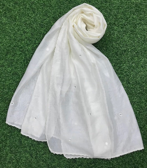 Off-White Blended cotton Indian Scarf, Indian style dupatta, Handmade Dupatta/Shawl, Indian cotton fabric DP912