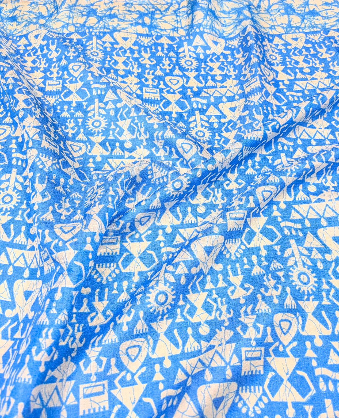 Blue and White Ikat Weave Dupatta for Women, Viscose Silk Stole, Chunni, Scarf, Shawl, Abaya, Ethnic dress, Christmas Gifts DP914