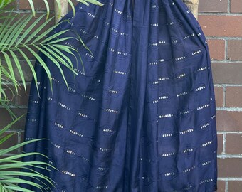 Navy Blue Cotton Dupatta With Thread and Sequins embroidery, Scarf, Indian Stole, Shawl, Handmade Indian cotton fabric DP930