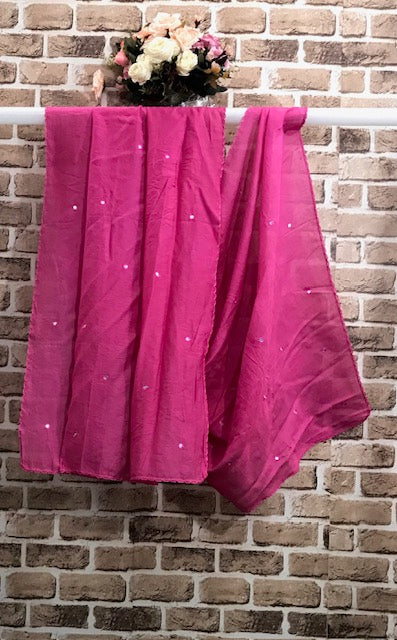 Pink Scarf, Stole, Dupatta, Shawl, Abaya, Chunari, Viscose Silk cotton Embroidered Indian fabric Chunni - DP935