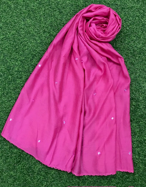 Pink Scarf, Stole, Dupatta, Shawl, Abaya, Chunari, Viscose Silk cotton Embroidered Indian fabric Chunni - DP935