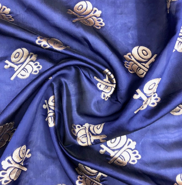 Navy Blue and Gold Banarasi brocade Scarf/ Dupatta/ Stole/ Shawl, Viscose Silk Dupatta, Bridal dress fabric, veil, DP942