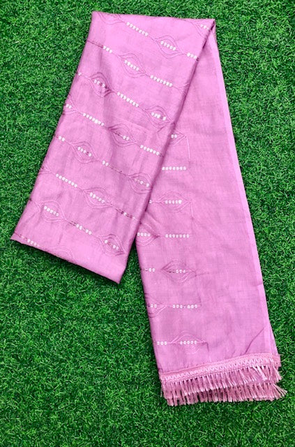 Lilac Cotton Dupatta With Thread and Sequins embroidery, Scarf, Indian Stole, Shawl, Handmade Indian cotton fabric DP35