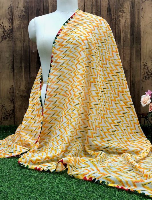 Yellow Jaipuri Print Dupatta ,Indian Cotton Scarf, Drape, Shawl, Veil, Bridesmaids gift, Gift for her, Best gift ideas DP962
